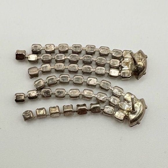 Vintage Paste Rhinestone Dangle Earrings Pierced - Picture 4 of 5